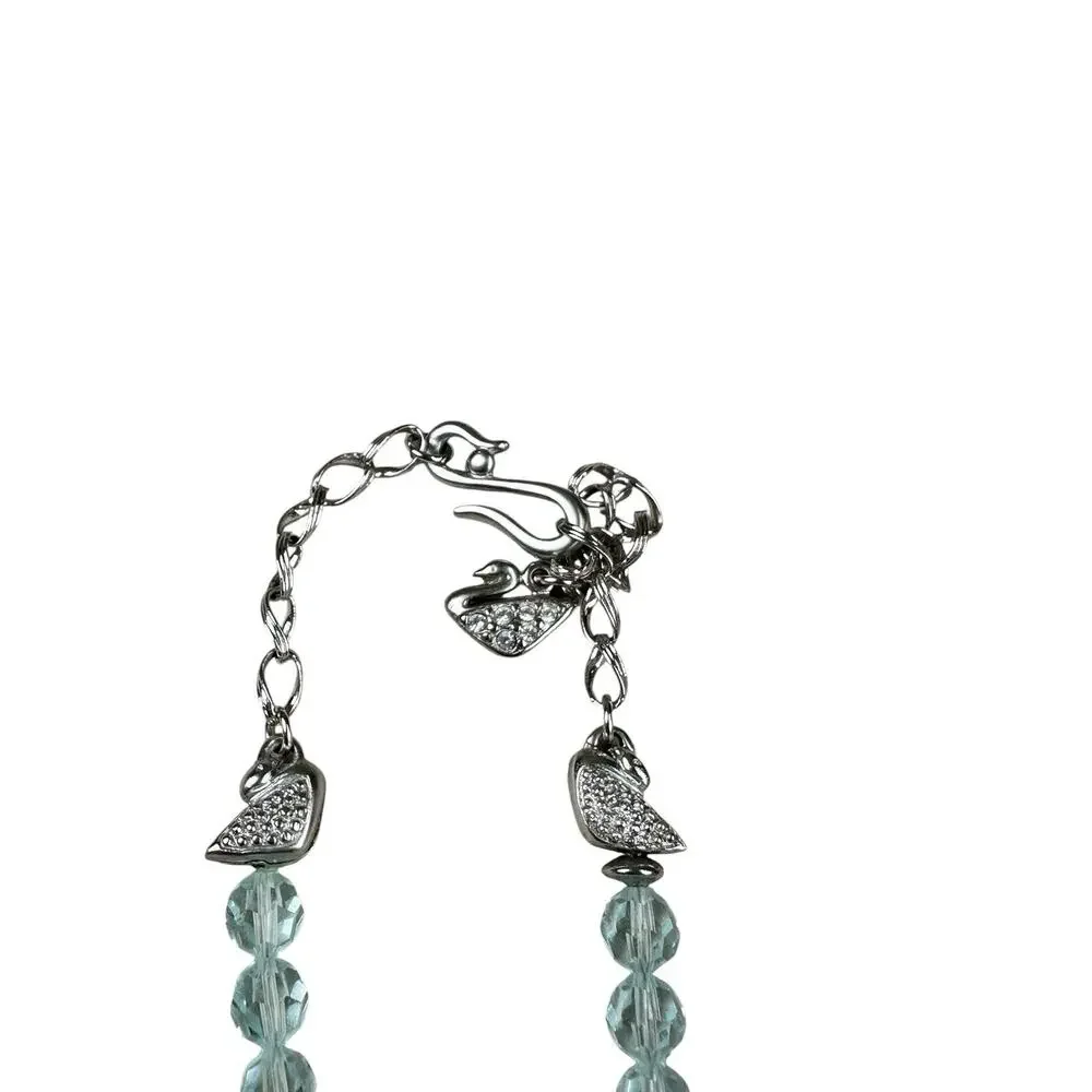 Swarovski Crystal Y-Drop Necklace Clear AB Beads Pave Oval Blue Teardrop Pendant
